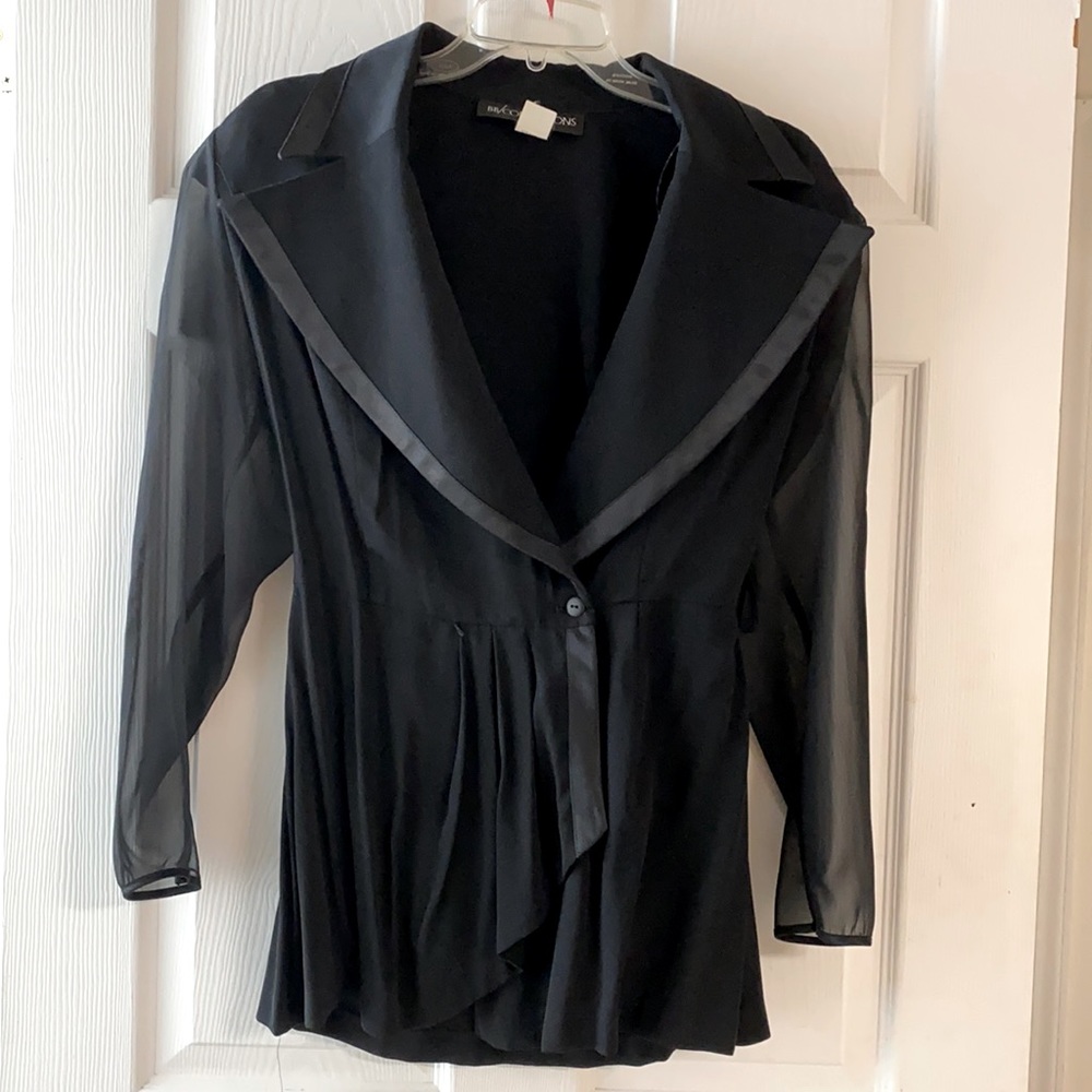 Black size 8 blouse top blazer sheer